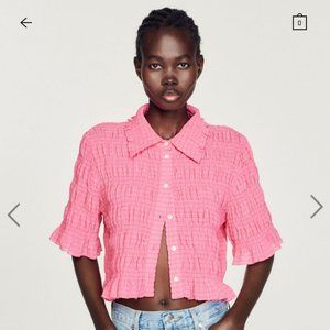 New Sandro Pink Cropped Shirt with Tag (Originally $295)